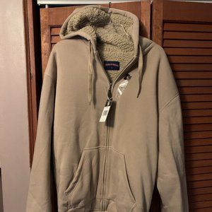 Cross & Windsor Khaki / Tan Jacket / Hoodie MENS LARGE **NEW / NWT**